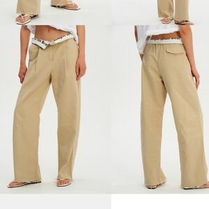 Fold-Down Pants,Biscuit Small/S.Trousers street style.Beige. source unknown